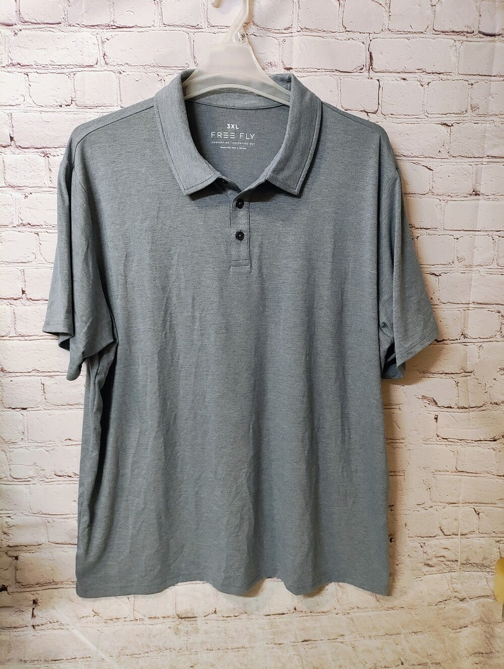 Free Fly Apparel Mens 3X Polo Blue Heather Bamboo Viscose Jersey Shirt